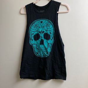Size medium black and blue skull muscle shirt black matter